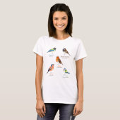 Kleurrijke tuinvogels t-shirt (Voorkant volledig)
