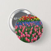 Kleurrijke tuiptuin ronde button 5,7 cm (Voorkant /achterkant)