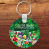 Kleurrijke Tulip Garden Schrift gepersonaliseerd Sleutelhanger (Voorkant)