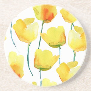 Kleurrijke Tulp Aquarel: Naadloze Illustratie Zandsteen Onderzetter