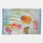 Kleurrijke Tulp Aquarel Vrouwen naam Theedoek (Horizontaal)