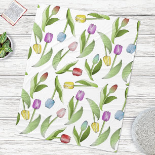 Kleurrijke Tulp Bloem Fleece Deken