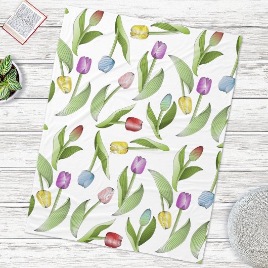 Kleurrijke Tulp Bloem Fleece Deken