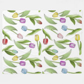 Kleurrijke Tulp Bloem Fleece Deken (Voorkant (Horizontaal))