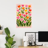 Kleurrijke Tulp Bloem Poster, Levendig Botanisch Poster (Thuiskantoor)