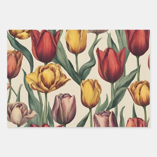 Kleurrijke tulp bloemen alle gelegenheid inpakpapier vel (Voorkant)