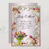 Kleurrijke Tulp Bloemen Bruiloft Menu Kaart (Voorkant / Achterkant)