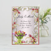 Kleurrijke Tulp Bloemen Bruiloft Menu Kaart (Staand voorkant)