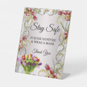 Kleurrijke Tulp Bloemen Bruiloft Veiligheid Reclamebord Met Voetstuk (Voorkant)