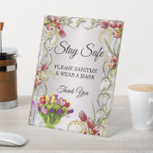 Kleurrijke Tulp Bloemen Bruiloft Veiligheid Reclamebord Met Voetstuk (Insitu)