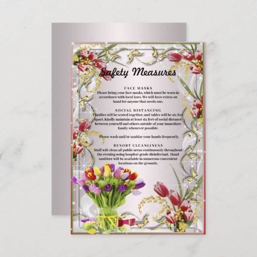 Kleurrijke Tulp Bloemen Bruiloft Veiligheidsmaatre Informatiekaartje (Voorkant / Achterkant)