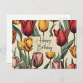 Kleurrijke tulp bloemen voor verjaardag briefkaart (Voorkant / Achterkant)