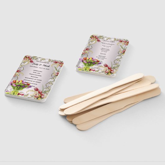 Kleurrijke tulp bloemenbruiloft programma handwaaier (Niet-gemonteerd)