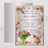 Kleurrijke tulp bloemenrepetitie diner uitnodiging (Voorkant / Achterkant)