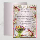 Kleurrijke tulp bloemenuitnodiging kaart (Voorkant / Achterkant)