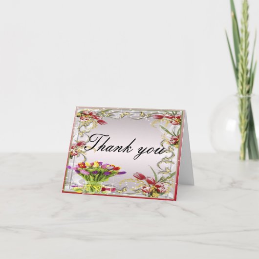 Kleurrijke Tulp Bloemige Bedankkaart (Voorkant)