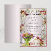 Kleurrijke Tulp Bloemige Bewaar De Datum Kaart (Voorkant / Achterkant)