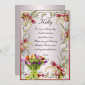 Kleurrijke Tulp Bloemige Bruidsmeisje Kaart (Voorkant / Achterkant)
