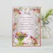 Kleurrijke Tulp Bloemige Erebruid Kaart (Staand voorkant)