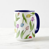 Kleurrijke Tulp Bloemmotief Koffie Mok (Voorkant rechts)