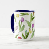 Kleurrijke Tulp Bloemmotief Koffie Mok (Voorkant links)