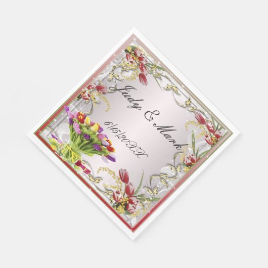 Kleurrijke tulp bloempapier servetten (Hoek)