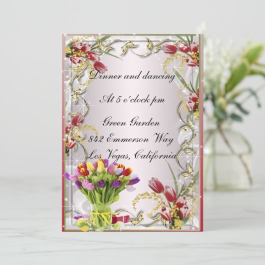 Kleurrijke Tulp Bloemstuk Ontvangstkaart Kaart (Staand voorkant)