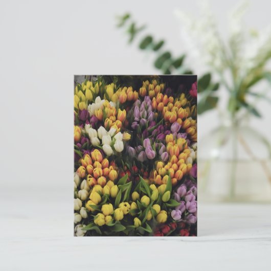 Kleurrijke Tulp Bloemtuin in Bloei, Stijlvol Briefkaart (Staand voorkant)