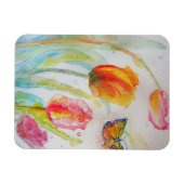 Kleurrijke Tulp en Vlinder Waterverf Groeten Magneet (Horizontaal)