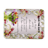 Kleurrijke Tulp Floral bespaart de datum Magnet Magneet (Horizontaal)