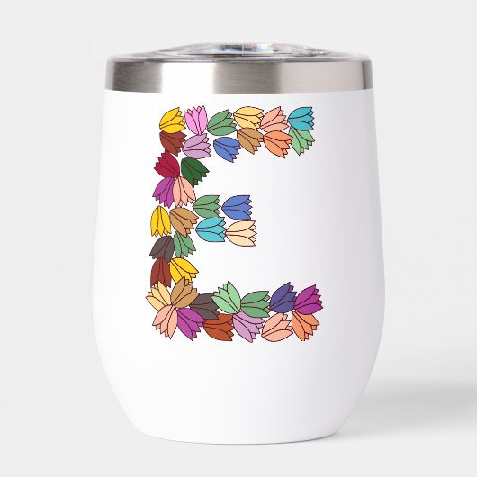 Kleurrijke tulp met opschrift "E" (Voorkant)