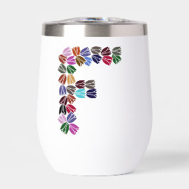 Kleurrijke tulp met opschrift "F"