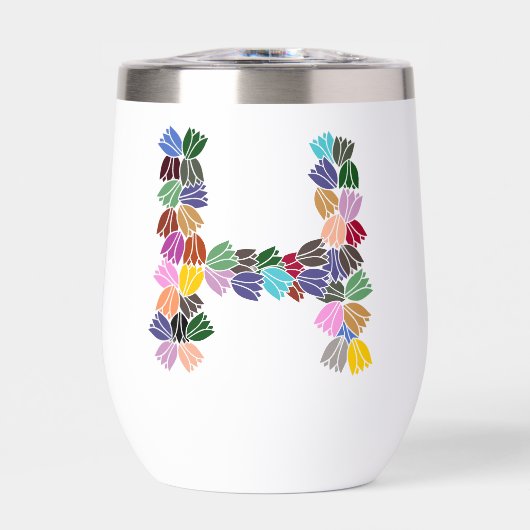 Kleurrijke tulp met opschrift "H" (Voorkant)