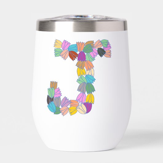 Kleurrijke tulp met opschrift "J" (Voorkant)