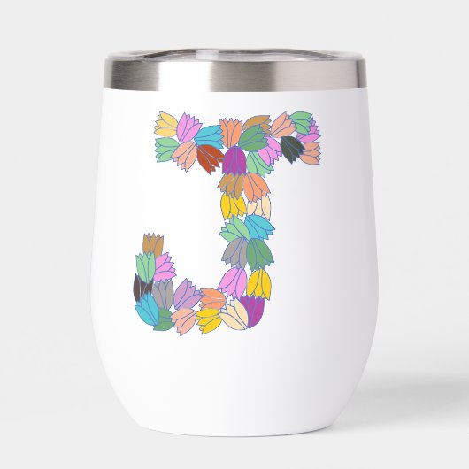 Kleurrijke tulp met opschrift "J" (Achterkant)