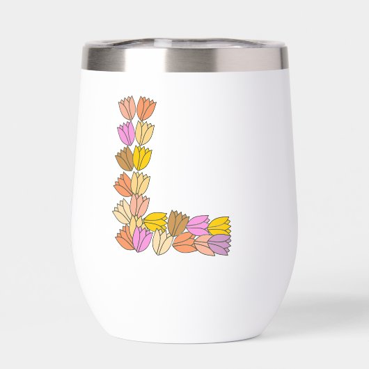 Kleurrijke tulp met opschrift "L" (Achterkant)