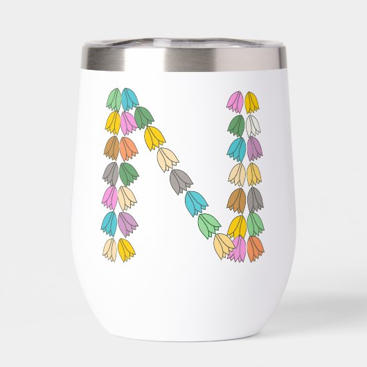 Kleurrijke tulp met opschrift "N" (Achterkant)