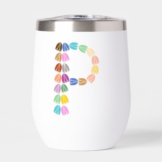 Kleurrijke tulp met opschrift "P" (Voorkant)