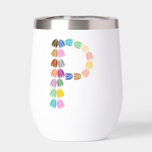 Kleurrijke tulp met opschrift "P" (Achterkant)