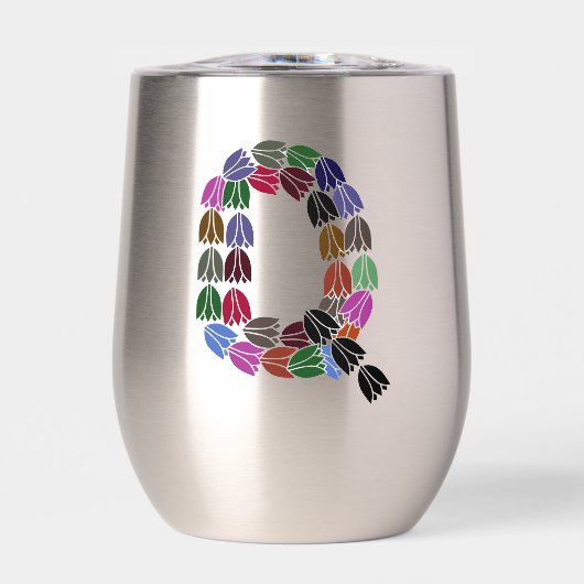 Kleurrijke tulp met opschrift "Q" (Voorkant)