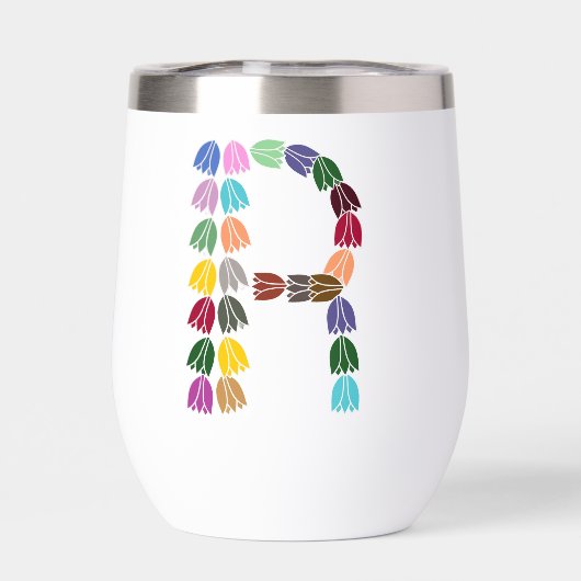 Kleurrijke tulp met opschrift "R" (Achterkant)