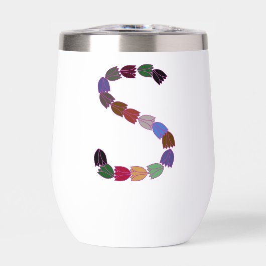 Kleurrijke tulp met opschrift "S" (Voorkant)