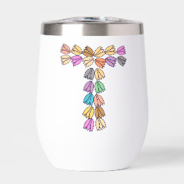 Kleurrijke tulp met opschrift "T"