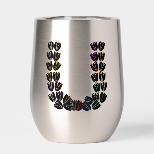 Kleurrijke tulp met opschrift "U" (Achterkant)