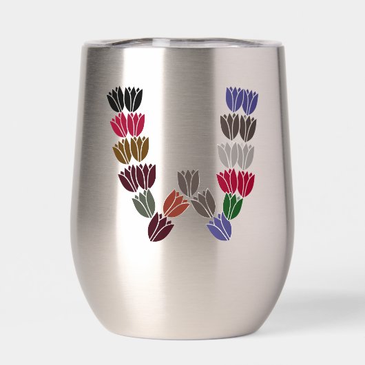 Kleurrijke tulp met opschrift "W" (Achterkant)