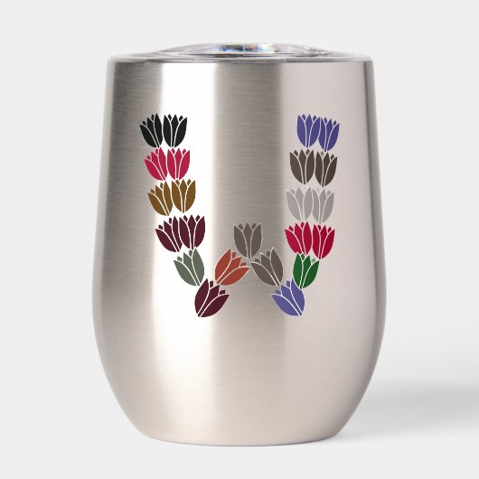 Kleurrijke tulp met opschrift "W" (Voorkant)