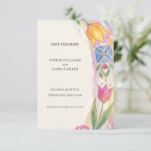 Kleurrijke Tulp Save The Date Kaart (Staand voorkant)
