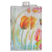 Kleurrijke Tulp Vlinder Waterverf Heupfles (Achterkant)