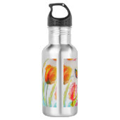 Kleurrijke Tulp Vlinder Waterverf Waterfles (Achterkant)