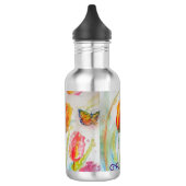 Kleurrijke Tulp Vlinder Waterverf Waterfles (Links)